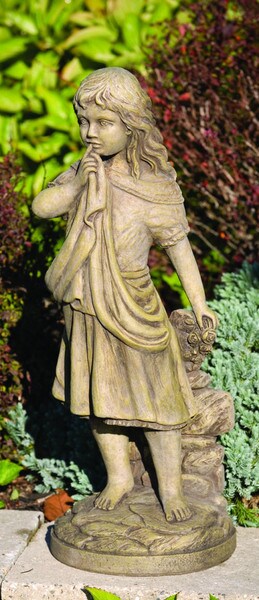Shy One Girl Garden Statue Cast Stone Decor Cement Statuary Massarelli